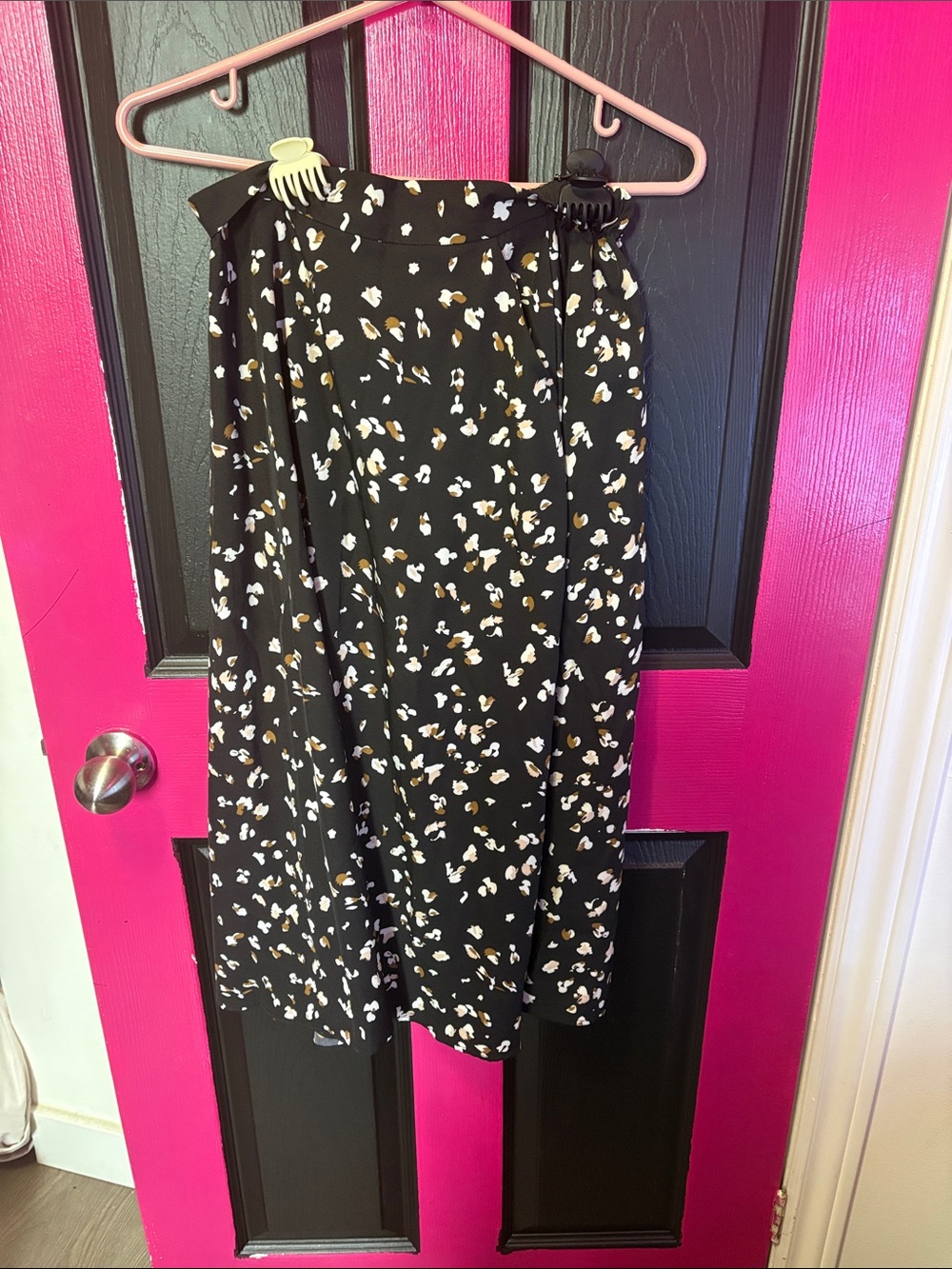 Black Floral Midi Skirt - Elegant Women's Skirt